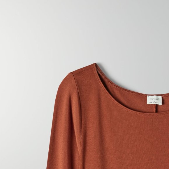 Aritzia Wilfred Neptune Dress - Long-sleeve slit dress XS brown - Picture 3 of 8